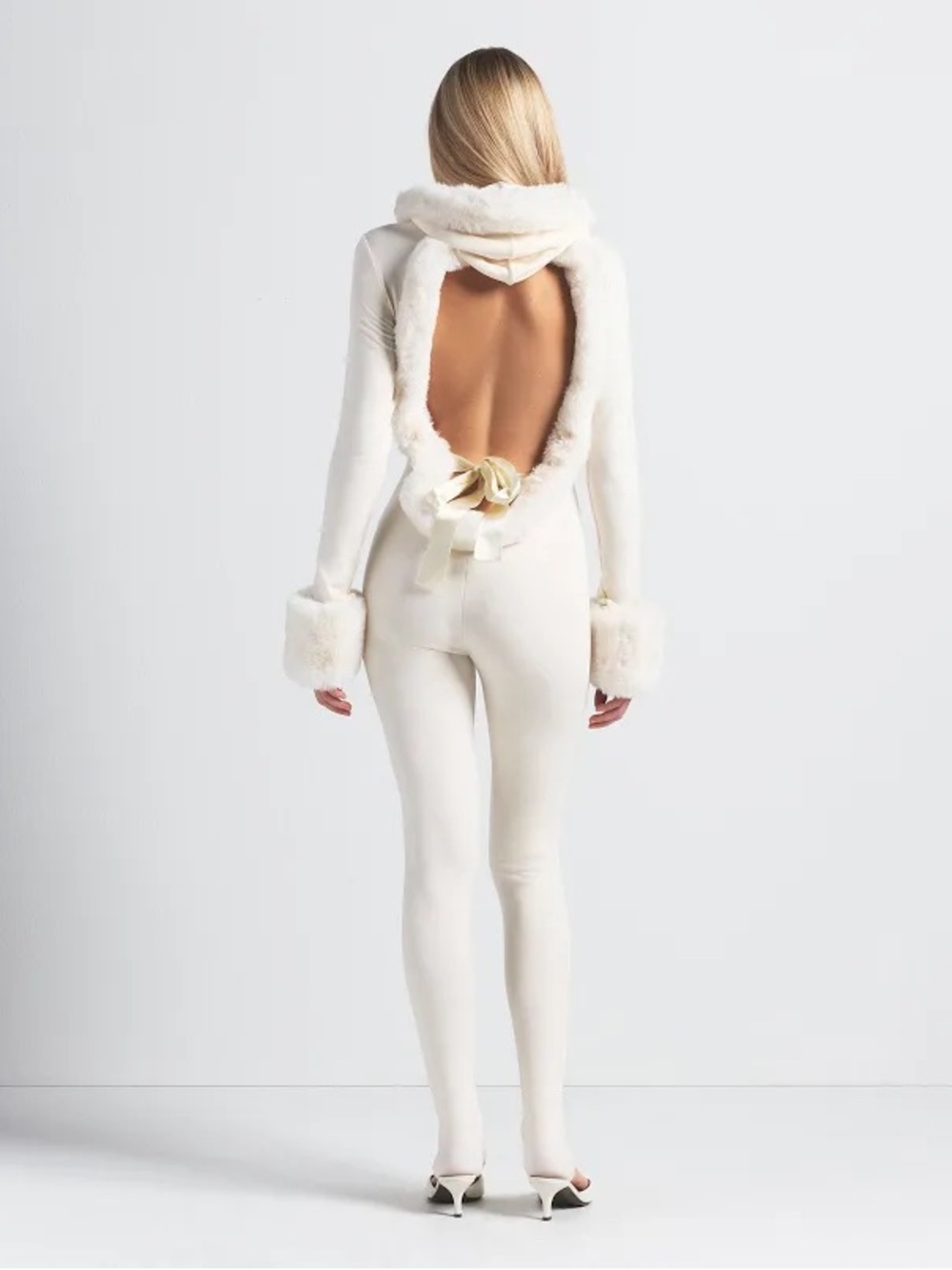 SKIMS Backless Faux-Fur Trim Jumpsuit